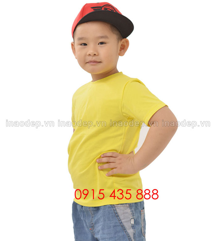 Áo phông trẻ em cổ tròn - Màu vàng | Ao phong tre em co tron mau vang